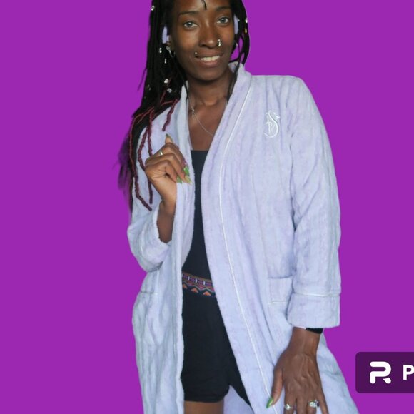 Victoria's Secret vertical stripe robe light lilac purple in medium size small. - Picture 1 of 8